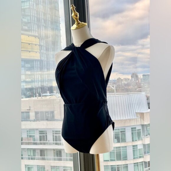 🆕 ZIMMERMANN 🧿 NWOT Ottie High-Neck Draped 1PC Swimsuit, Black - Sz 4 US 10/12 - Picture 5 of 16